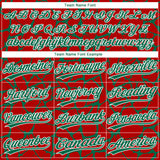 Custom Red Kelly Green-White 3D Pattern Design Abstract Network Crackle Two-Button Unisex Softball Jersey