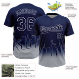 Custom Navy Gray New York City Edition Gradient Two-Button Unisex Softball Jersey