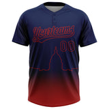 Custom Navy Red Washington City Edition Gradient Two-Button Unisex Softball Jersey