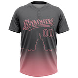Custom Steel Gray Medium Pink Washington City Edition Gradient Two-Button Unisex Softball Jersey