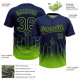 Custom Navy Neon Green Seattle City Edition Gradient Two-Button Unisex Softball Jersey