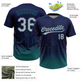 Custom Navy Gray-Teal Seattle City Edition Gradient Two-Button Unisex Softball Jersey
