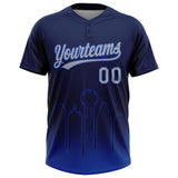 Custom Navy Gray-Thunder Blue Dallas City Edition Gradient Two-Button Unisex Softball Jersey