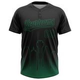 Custom Black Kelly Green Dallas City Edition Gradient Two-Button Unisex Softball Jersey