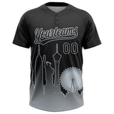 Custom Black Silver Las Vegas City Edition Gradient Two-Button Unisex Softball Jersey