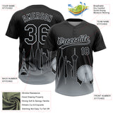 Custom Black Silver Las Vegas City Edition Gradient Two-Button Unisex Softball Jersey