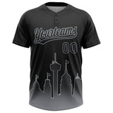 Custom Black Gray San Antonio City Edition Gradient Two-Button Unisex Softball Jersey