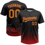 Custom Black Old Gold-Red San Francisco City Edition Gradient Two-Button Unisex Softball Jersey