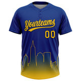 Custom Royal Yellow-Black San Francisco City Edition Gradient Two-Button Unisex Softball Jersey