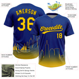 Custom Royal Yellow-Black San Francisco City Edition Gradient Two-Button Unisex Softball Jersey