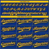 Custom Royal Yellow-Black San Francisco City Edition Gradient Two-Button Unisex Softball Jersey