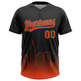 Custom Black Orange-Gray San Francisco City Edition Gradient Two-Button Unisex Softball Jersey