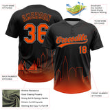 Custom Black Orange-Gray San Francisco City Edition Gradient Two-Button Unisex Softball Jersey