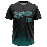 Custom Black Midnight Green-Gray Philadelphia City Edition Gradient Two-Button Unisex Softball Jersey