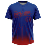 Custom Royal Red Philadelphia City Edition Gradient Two-Button Unisex Softball Jersey