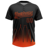 Custom Black Orange Philadelphia City Edition Gradient Two-Button Unisex Softball Jersey