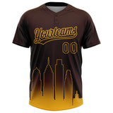 Custom Brown Gold San Diego City Edition Gradient Two-Button Unisex Softball Jersey