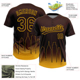 Custom Brown Gold San Diego City Edition Gradient Two-Button Unisex Softball Jersey