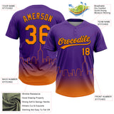 Custom Purple Bay Orange-Black Phoenix City Edition Gradient Two-Button Unisex Softball Jersey