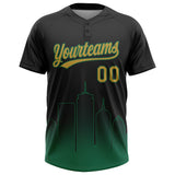 Custom Black Old Gold-Kelly Green Boston City Edition Gradient Two-Button Unisex Softball Jersey
