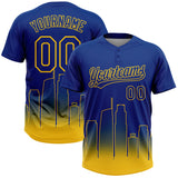 Custom Royal Yellow Los Angeles City Edition Gradient Two-Button Unisex Softball Jersey
