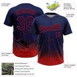 Custom Navy Red Los Angeles City Edition Gradient Two-Button Unisex Softball Jersey