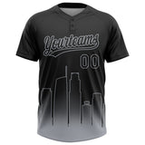 Custom Black Gray Los Angeles City Edition Gradient Two-Button Unisex Softball Jersey