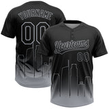 Custom Black Gray Los Angeles City Edition Gradient Two-Button Unisex Softball Jersey