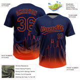 Custom Navy Orange Chicago City Edition Gradient Two-Button Unisex Softball Jersey