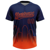 Custom Navy Orange Houston City Edition Gradient Two-Button Unisex Softball Jersey