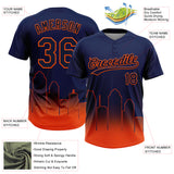 Custom Navy Orange Houston City Edition Gradient Two-Button Unisex Softball Jersey