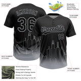 Custom Black Gray Chicago City Edition Gradient Two-Button Unisex Softball Jersey
