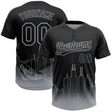 Custom Black Gray Chicago City Edition Gradient Two-Button Unisex Softball Jersey