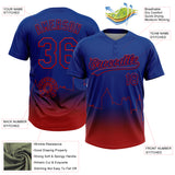 Custom Royal Red Atlanta City Edition Gradient Two-Button Unisex Softball Jersey