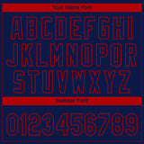 Custom Navy Red Atlanta City Edition Gradient Two-Button Unisex Softball Jersey