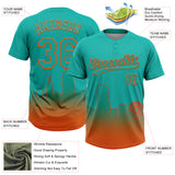 Custom Aqua Orange Miami City Edition Gradient Two-Button Unisex Softball Jersey