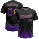 Custom Black Purple-Old Gold Baltimore City Edition Gradient Two-Button Unisex Softball Jersey