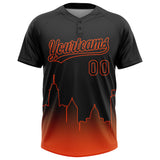 Custom Black Orange Baltimore City Edition Gradient Two-Button Unisex Softball Jersey