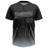 Custom Black Silver Oakland City Edition Gradient Two-Button Unisex Softball Jersey