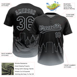 Custom Black Silver Oakland City Edition Gradient Two-Button Unisex Softball Jersey