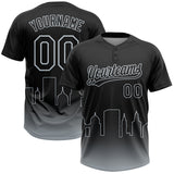 Custom Black Silver Oakland City Edition Gradient Two-Button Unisex Softball Jersey