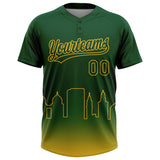 Custom Green Gold Oakland City Edition Gradient Two-Button Unisex Softball Jersey