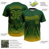 Custom Green Gold Oakland City Edition Gradient Two-Button Unisex Softball Jersey