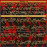 Custom Black Red-Old Gold Splatter Torn Sharp Brush Stroke Two-Button Unisex Softball Jersey
