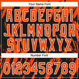Custom Black Orange-White Splatter Torn Sharp Brush Stroke Two-Button Unisex Softball Jersey