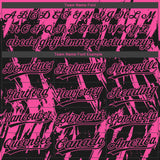 Custom Black Pink Splatter Torn Sharp Brush Stroke Two-Button Unisex Softball Jersey
