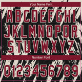 Custom Black Crimson-Cream Splatter Torn Sharp Brush Stroke Two-Button Unisex Softball Jersey
