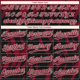 Custom Black Crimson-Cream Splatter Torn Sharp Brush Stroke Two-Button Unisex Softball Jersey