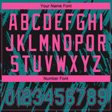 Custom Black Teal-Pink Splatter Torn Sharp Brush Stroke Two-Button Unisex Softball Jersey