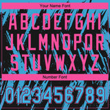 Custom Black Sky Blue-Pink Splatter Torn Sharp Brush Stroke Two-Button Unisex Softball Jersey